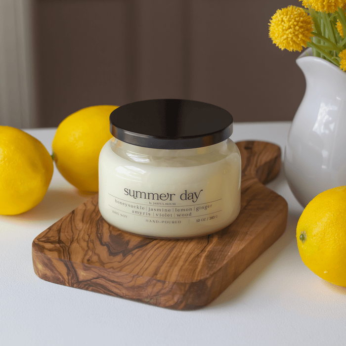 Summer Day Scented Soy Candle | Honeysuckle + Jasmine + Ginger - 10 oz - Jarful House