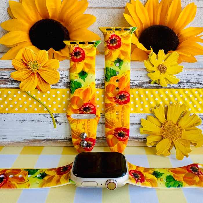 Sunshine Petals Print Silicone Band For Apple Watch