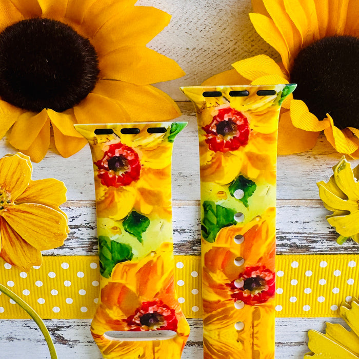 Sunshine Petals Print Silicone Band For Apple Watch