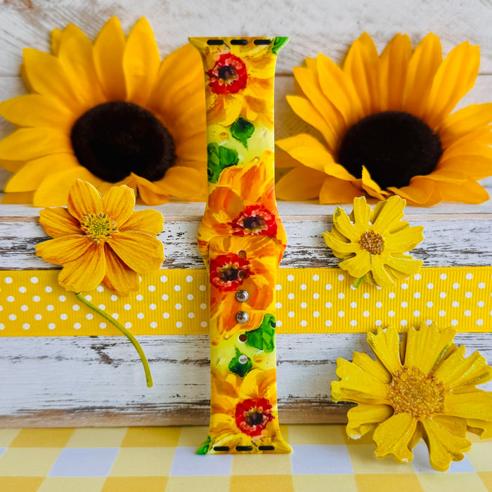 Sunshine Petals Print Silicone Band For Apple Watch