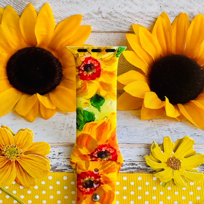 Sunshine Petals Print Silicone Band For Apple Watch