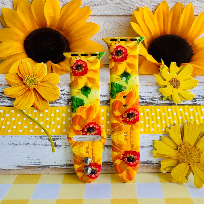 Sunshine Petals Print Silicone Band For Apple Watch