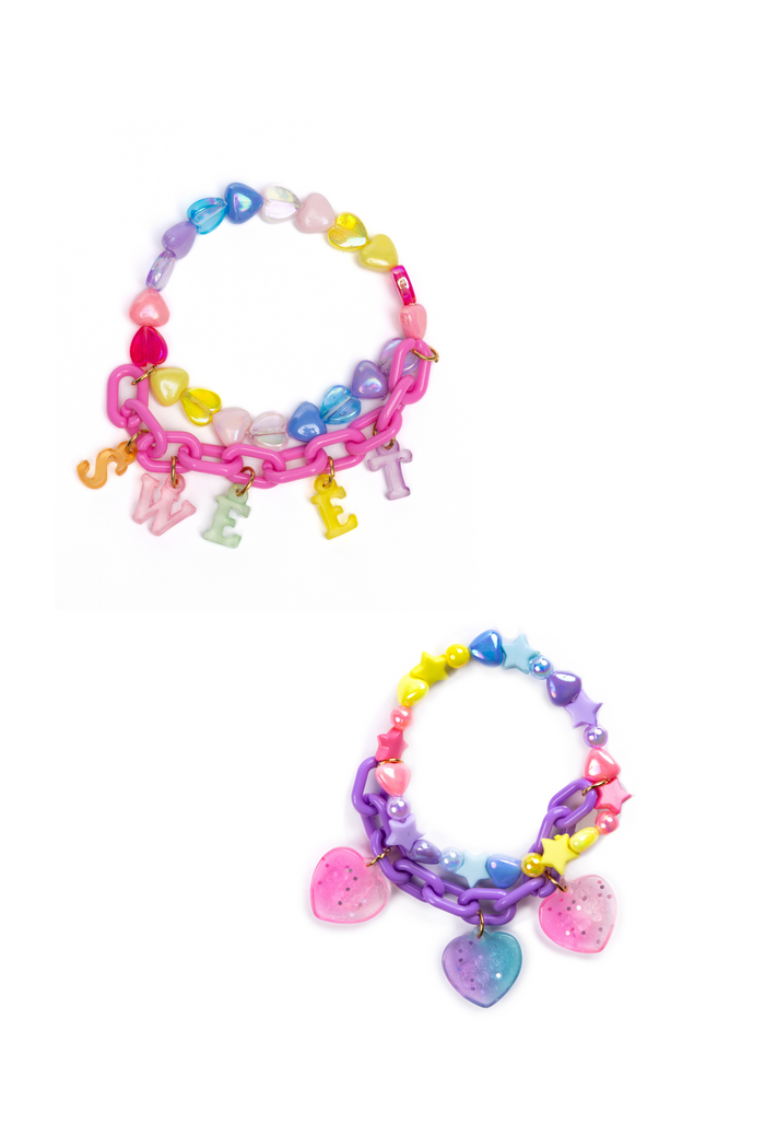 Sweet Heart Bracelets, 2pcs Assorted