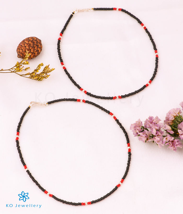 The Avni Silver Nazariya Blackbead Anklets