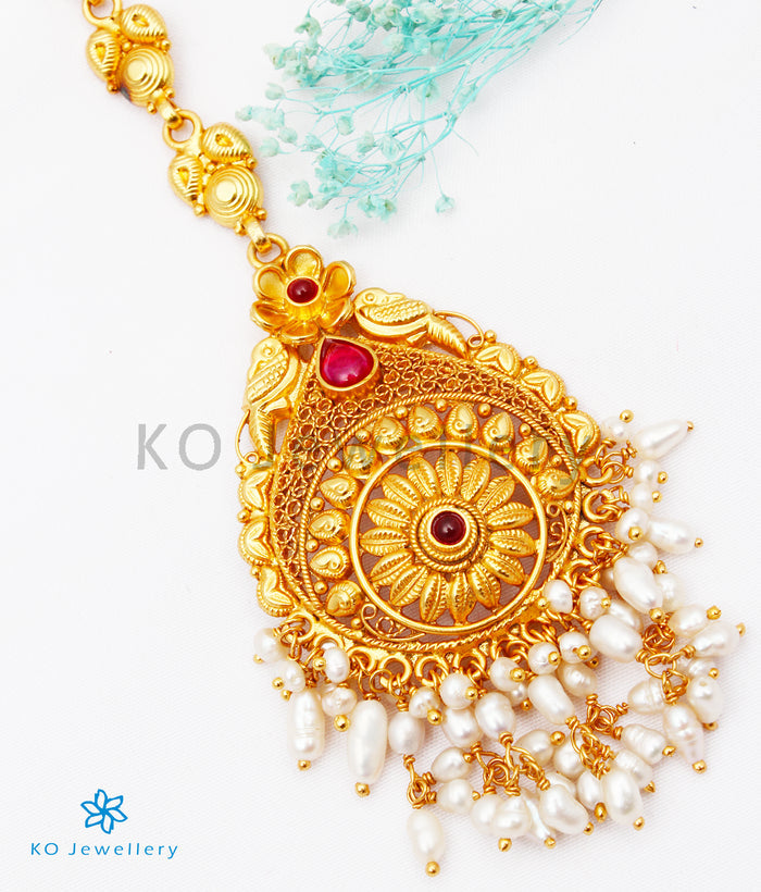 The Pratha Silver Pearl Maang Tikka (Long)