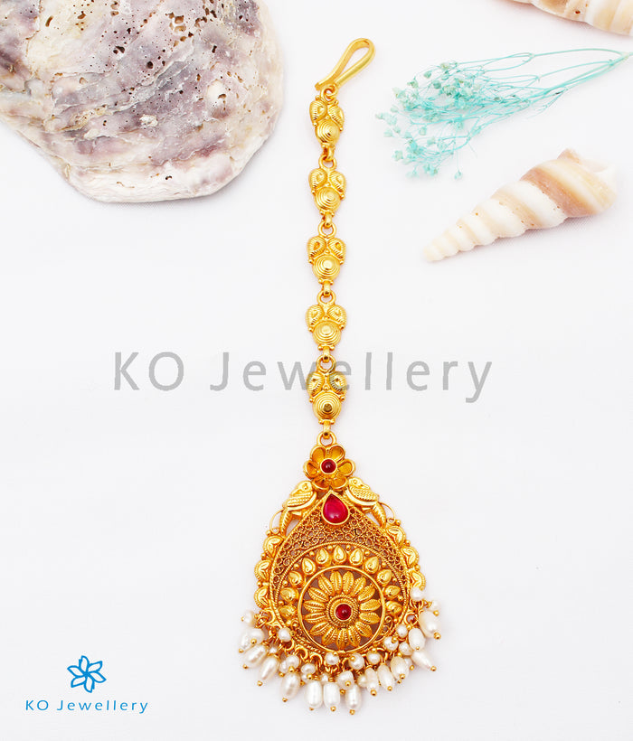 The Pratha Silver Pearl Maang Tikka (Short)
