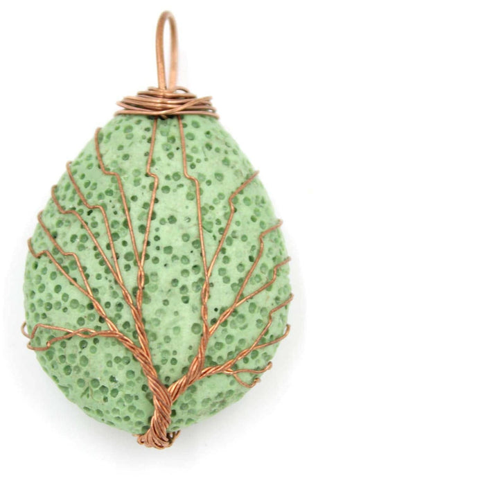 Tree of Life Lava Stone Diffuser Necklace (Green) at Your Oil Tools