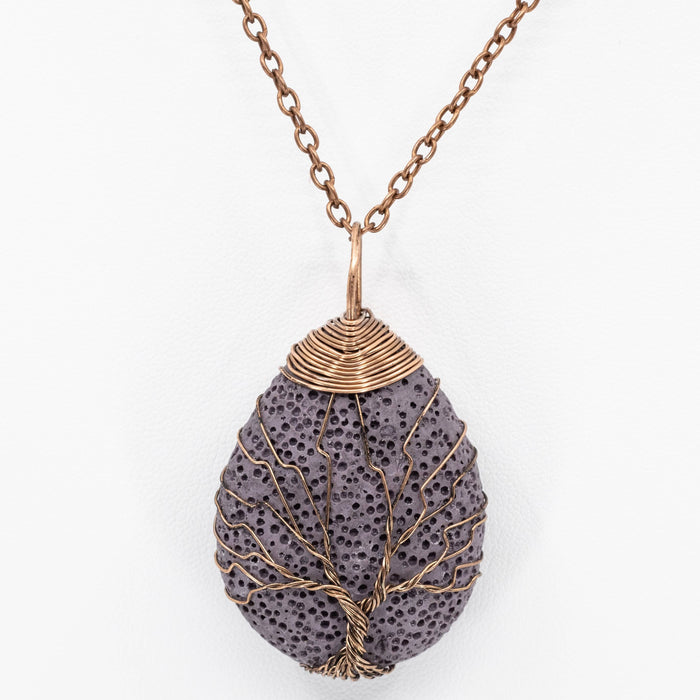Tree of Life Lava Stone Diffuser Necklace (Purple) at Your Oil Tools