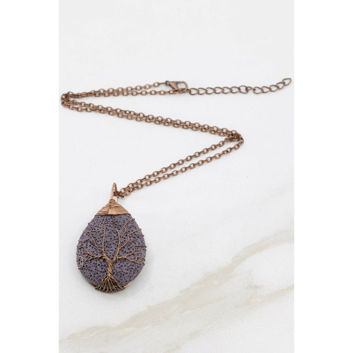 Tree of Life Lava Stone Diffuser Necklace (Purple) at Your Oil Tools