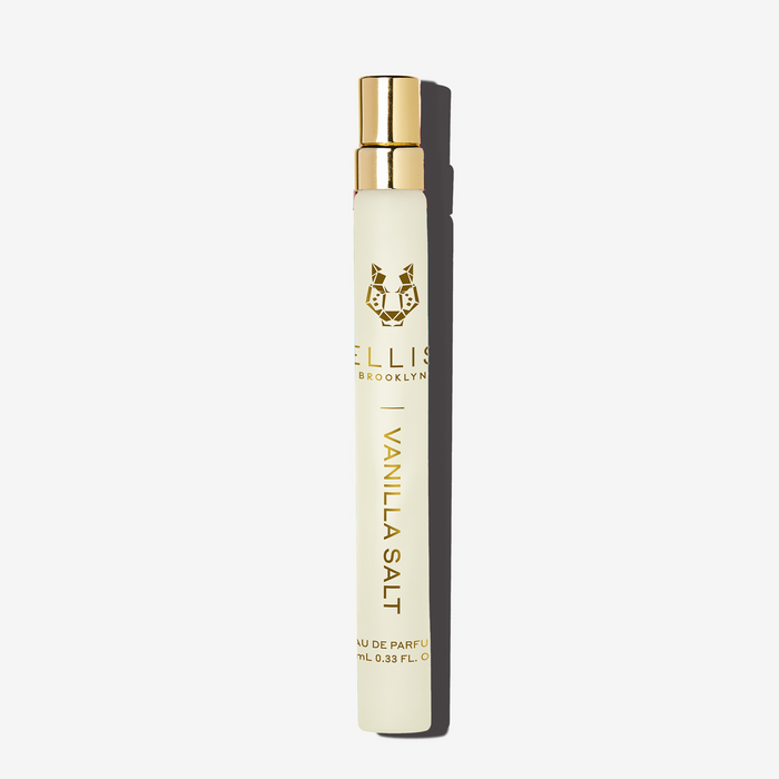 Vanilla Salt 10ml Eau De Parfum Travel Spray on white background.