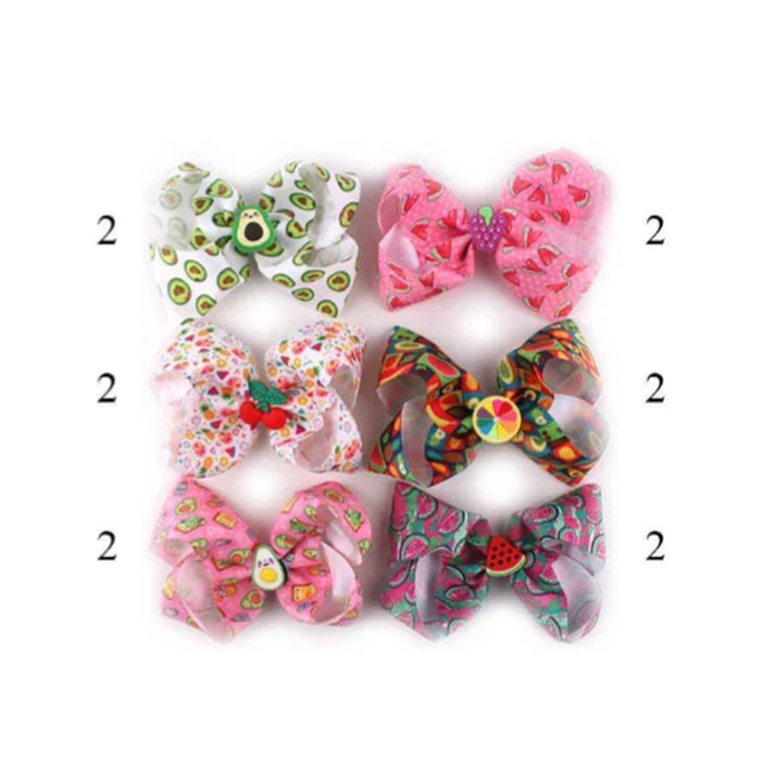 Vibrant Fruit Print Hair Bow Clip - 6 designs (15cm)