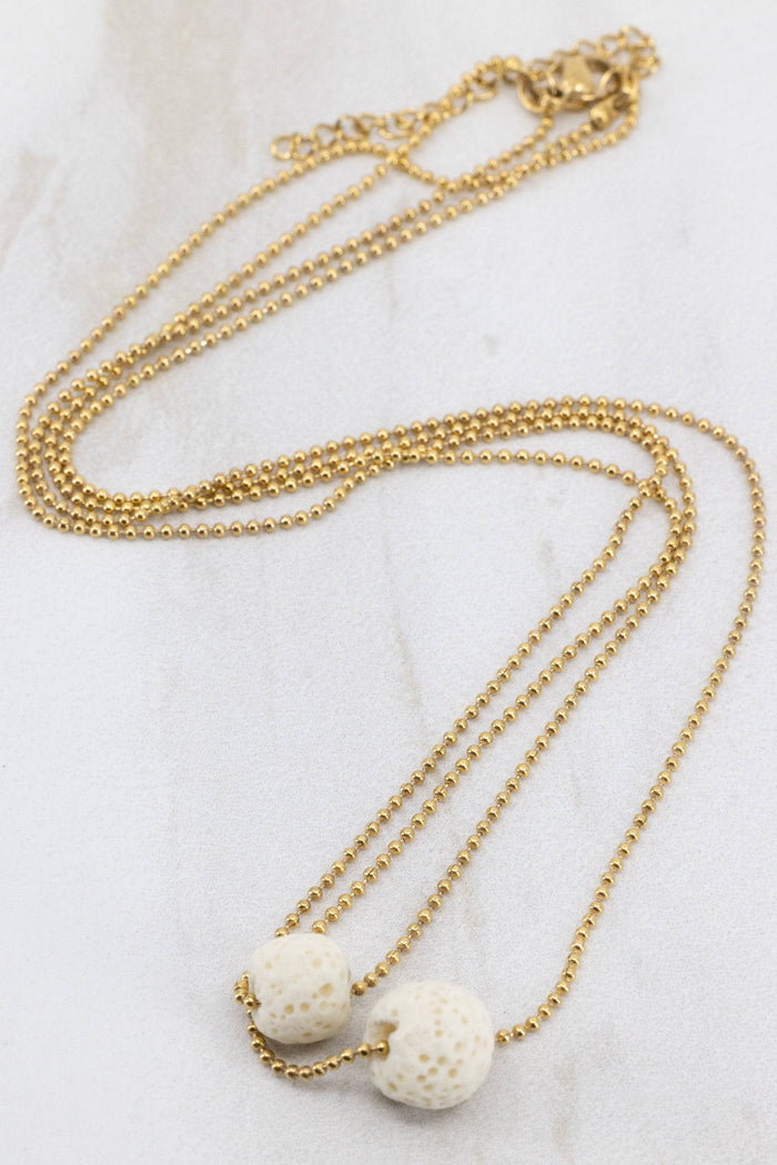 White Lava Rock Double Necklace at Your Oil Tools