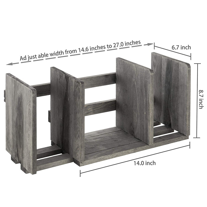White Whale Expandable Wooden Desktop Bookshelf Organizer Rack