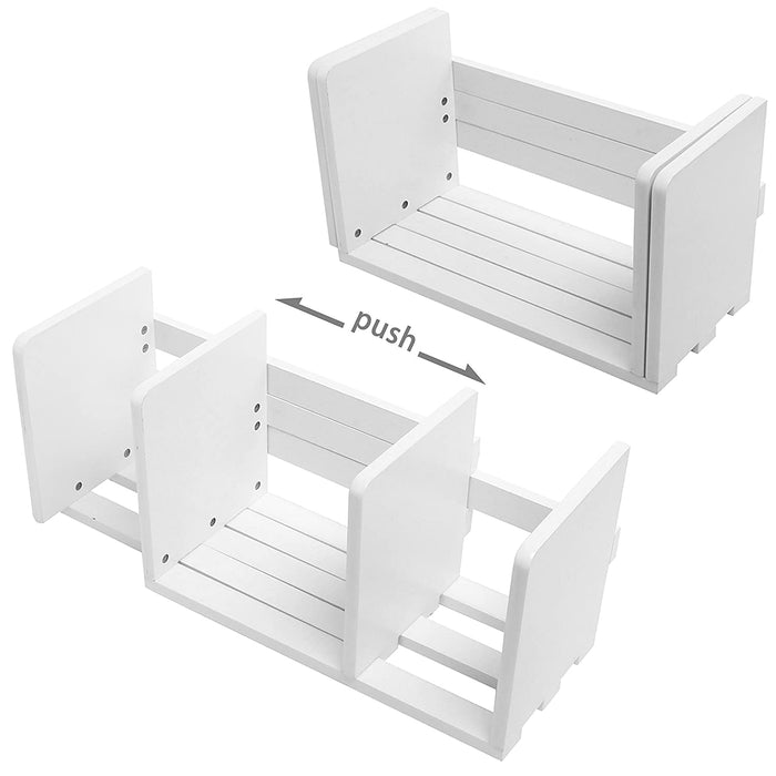 White Whale Expandable Wooden Desktop Bookshelf Organizer Rack