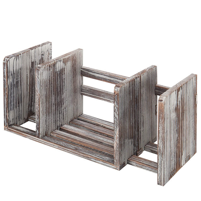 White Whale Expandable Wooden Desktop Bookshelf Organizer Rack