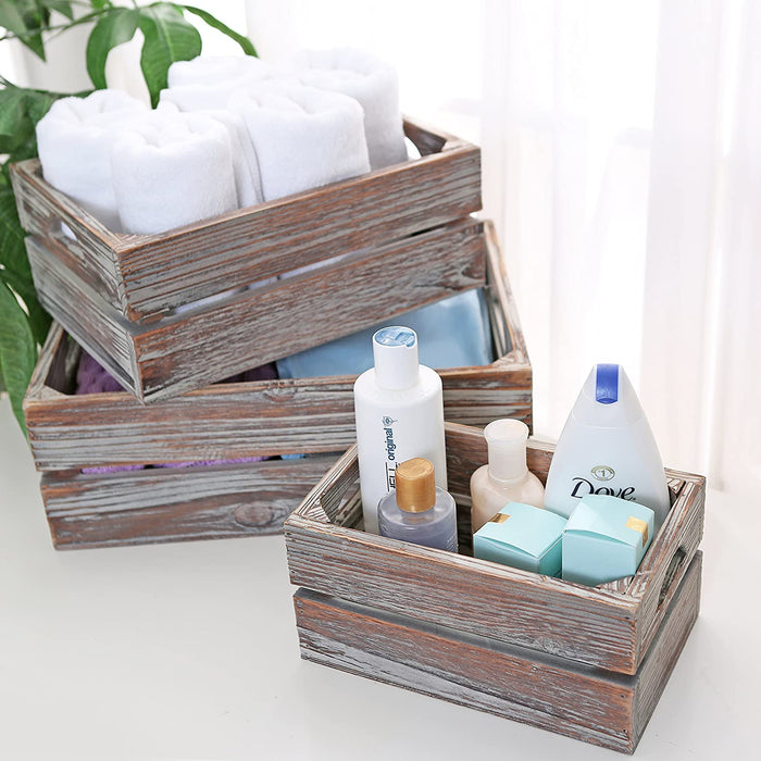 White whale Set of 3 Country Rustic Finish Brown Wood Nesting Boxes/Tabletop Jewelry Storage Containers
