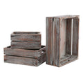 White whale Set of 3 Country Rustic Finish Brown Wood Nesting Boxes/Tabletop Jewelry Storage Containers