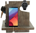 White Whale Wood Phone Docking Station with Key Holder, Wallet Stand and Watch Organizer Men's Gift MyFancyCraft Compatible with Any Phone