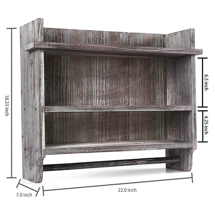 White Whale Wooden Bathroom Organizer Rack with 3 Shelves and Hanging Towel Bar