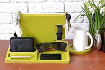 White Whale Wooden Docking Station, Desk organizer For Smartphone, Tablet, Watch, Wallet, Shades, Keys Coins, Handmade Men's Christmas Gift