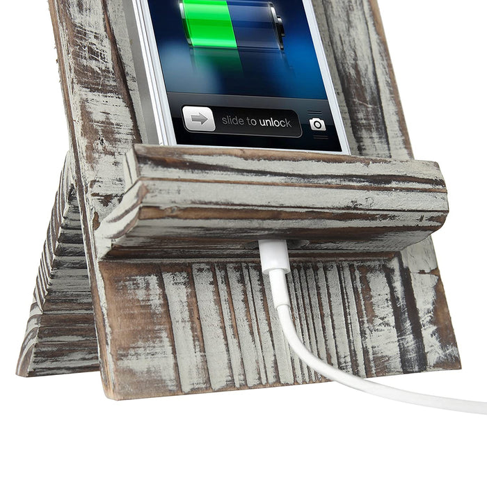 White Whale Wooden Docking Station Smartphone Dock Charging Stand, Desktop Cell Phone Cradle