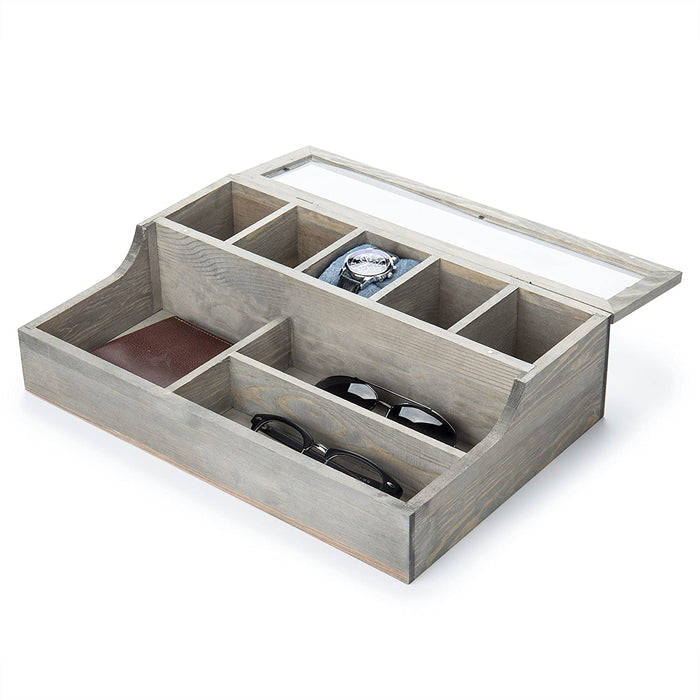 White Whale Wooden Watch & Personal Valet Organizer Box