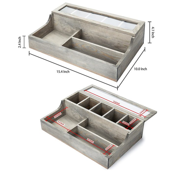 White Whale Wooden Watch & Personal Valet Organizer Box