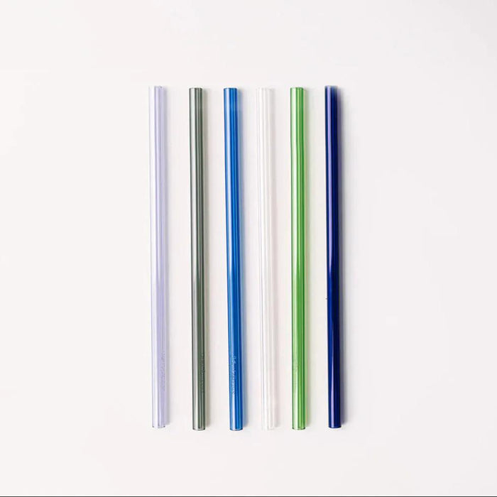 Simply Straws Wide 10" Glass Straw Set - Seaglass