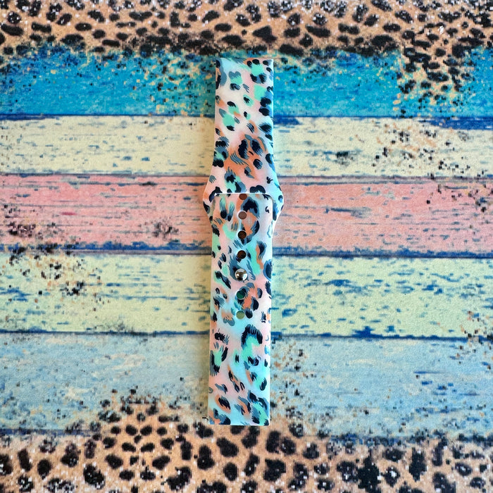 Wild Turquoise Leopard Print Silicone Band For Fitbit Versa 1/2